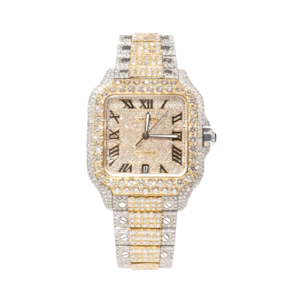 Cartier Santos 40mm two-tone watch with diamonds
