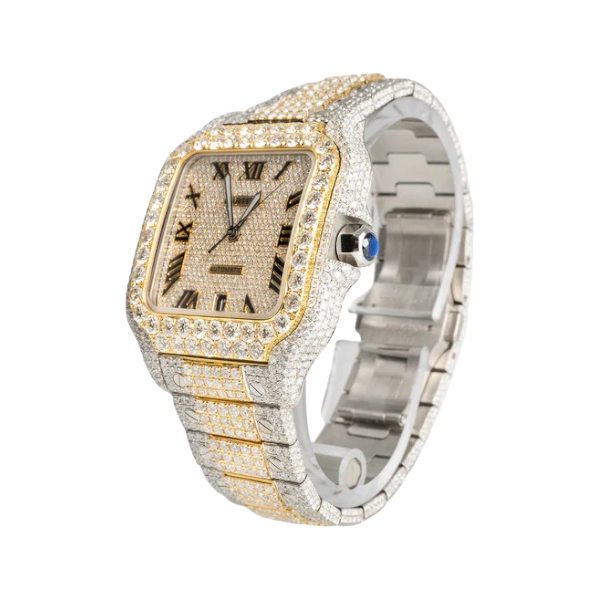 Cartier Santos 40mm two-tone watch with diamonds