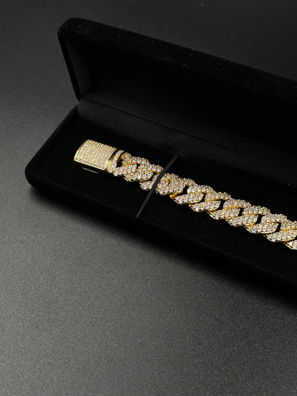 Bracelet à maillons cubains 14mm (or jaune)