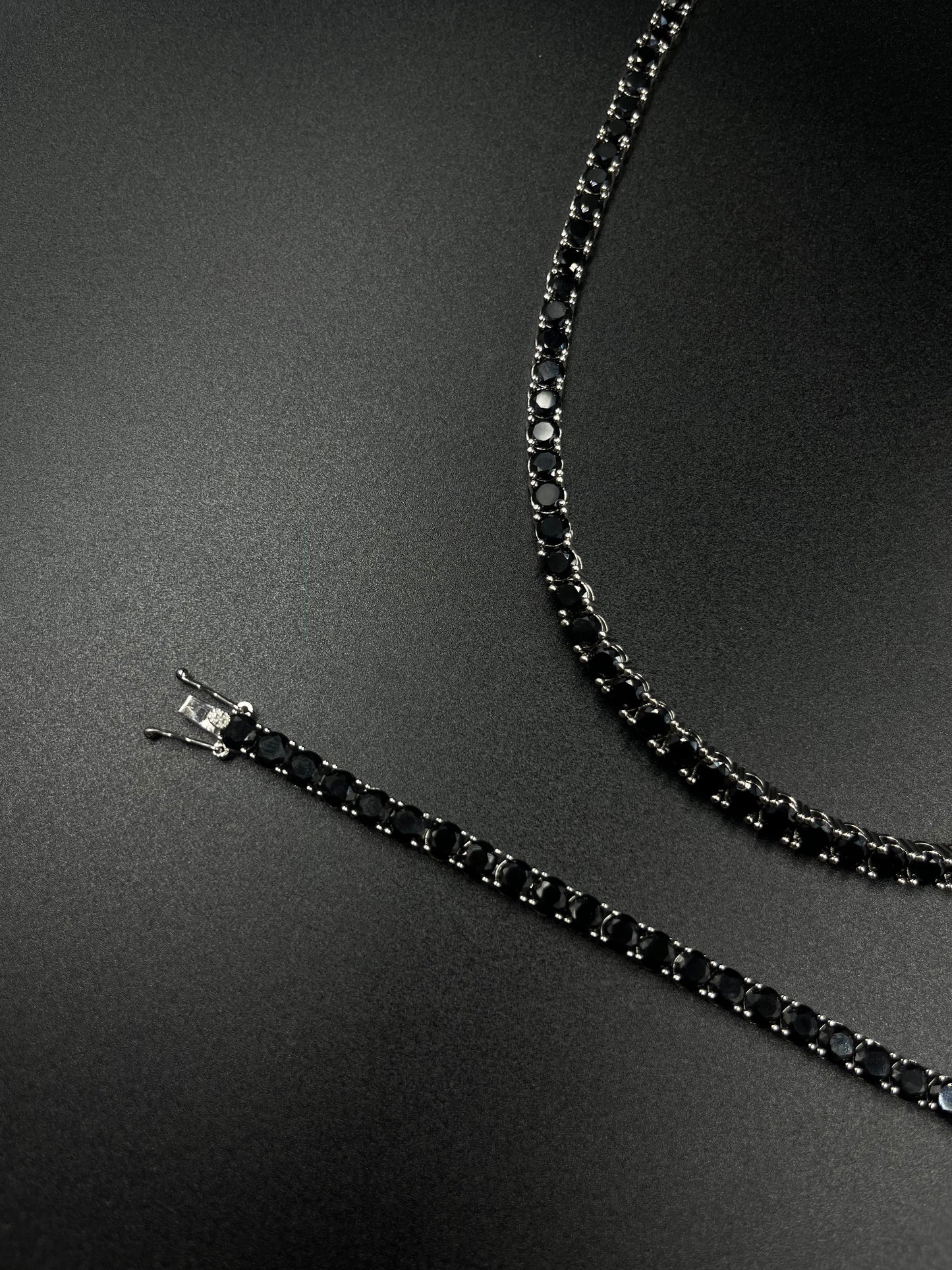 Tennis chain 5mm black &amp; tennis bracelet 5mm black