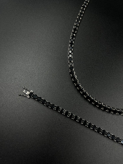 Tennis chain 5mm black &amp; tennis bracelet 5mm black