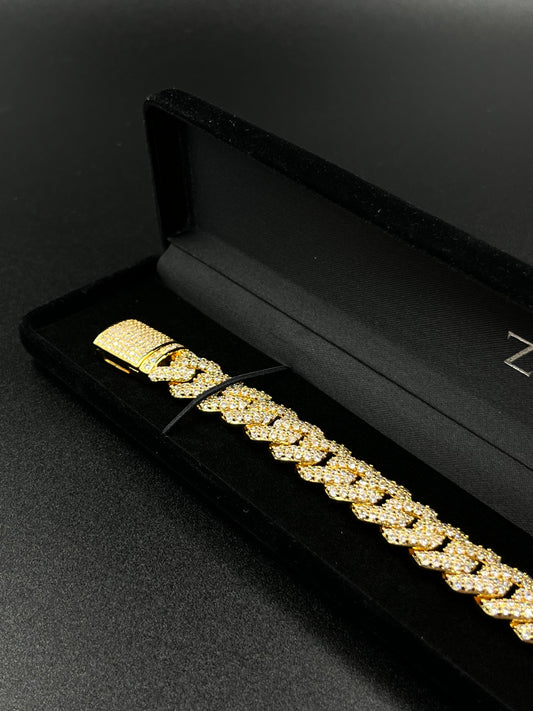 14mm Cuban Link Bracelet (Yellow Gold)