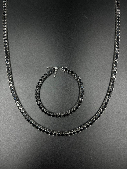 Tennis chain 5mm black &amp; tennis bracelet 5mm black