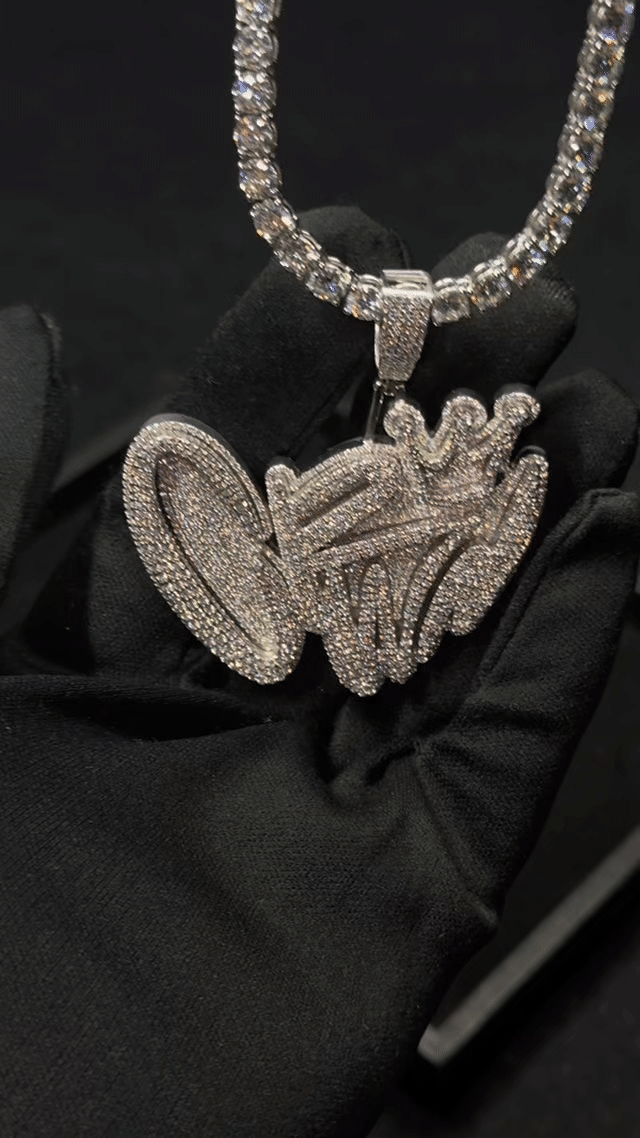 Custom logo pendant (5cm L6cm) + 5mm tennis chain