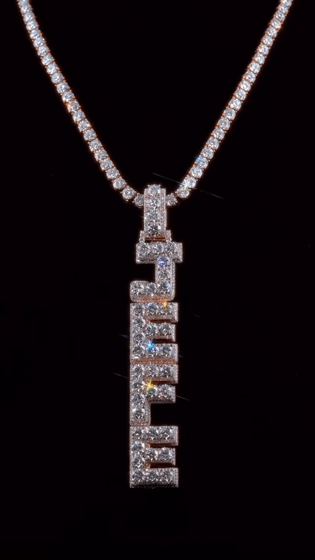 Customizable Word Pendant (H8cm L2cm) + 3mm tennis chain