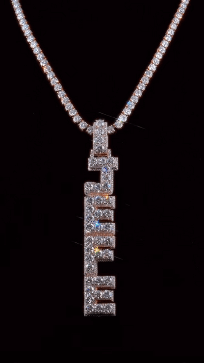 Customizable Word Pendant (H8cm L2cm) + 3mm tennis chain
