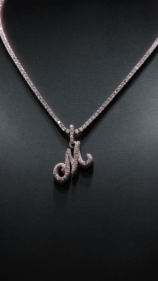 Personalized letter pendant (H2cm L2cm) + 3mm tennis chain