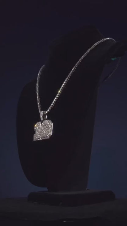 Customizable number pendant (H4cm L4cm) + 3mm tennis chain
