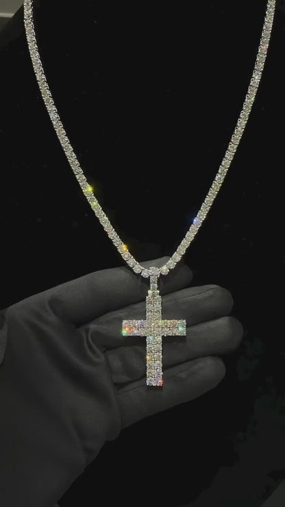 Christian cross pendant (H5cm L3cm) + 5mm tennis chain
