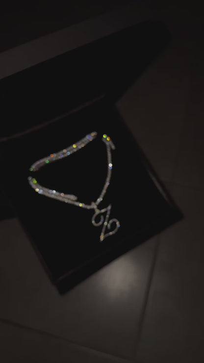 Personalized letter pendant (H3cm L3cm) + 3mm tennis chain