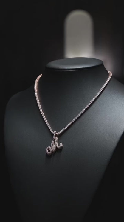 Personalized letter pendant (H2cm L2cm) + 3mm tennis chain